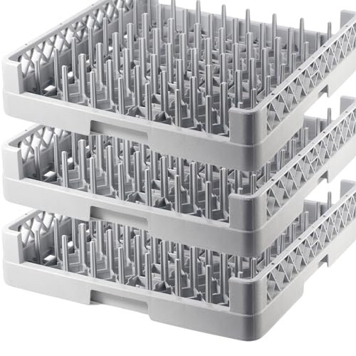 Gastronette 3 unidades de cestas para platos, vasos, bandejas GN, tazas de 64 dedos, cesta de 50 x 50 cm, para lavavajillas comerciales