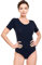 Evoni Damenbody mit kurzen Ärmeln und Rundhals I Damen T-Shirt I Bodysuit Women I Unterzieh-Body I Kurzarm-Body mit optimaler Passform Dunkelblau XXXL