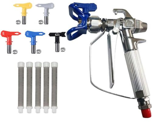 Dent-de-lion Airless Pistolet Peinture Haute Pression 3600 PSI +5 Pièces Buse d'embout De Airless Pistolet Peinture (211,313,415,517,623) +5 Pièces Airless Peinture Pistolet Filtre