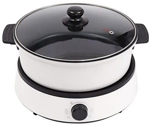 Electric Hot Pot Cooker,4L Shabu Hot Pot,Multifunctional Electric BBQ Grill Pot,Separate Design Multi-Power Control for 1-5 People Party,Family and Friend Gathering (White)