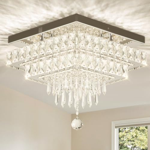 Finktonglan lámpara de techo LED moderna, 2500k/4500k/6500k, luz de techo montada en descarga cuadrada para comedor, dormitorio, sala de estar (multicolor)
