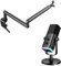 FIFINE XLR Mikrofon mit Arm, USB Dynamisch Microphone PC mit Boom Einstellbarer Mikrofonarm, Flach Mikrofon Ständer mit Kabelkanälen Mikrofonclip für Gaming Streaming Podcast Studio (AM8+BM88)