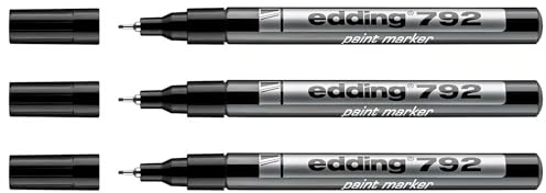 EDDING Set mit 3 Markern für Farbe 792, Schwarz, extra feine Spitze, 0,8 mm