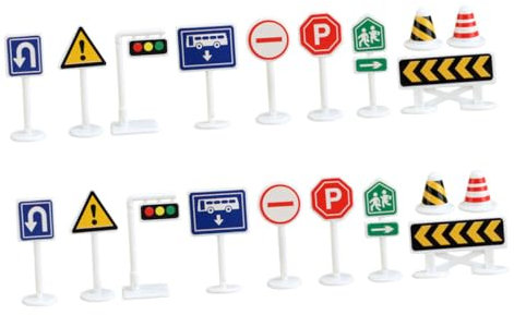 KONTONTY 20pièces Lot de Panneaux De Signalisation Routière pour Garçon Fille Jeu De Panneaux De Rue avec Modèles De De