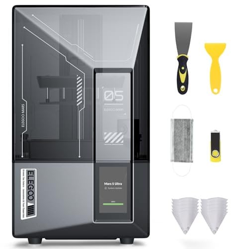 ELEGOO Mars 5 Ultra MSLA Resin 3D Drucker, 9K 7 Zoll Mono-LCD, Hochgeschwindigkeitsdruck 150mm/h, KI-Smart-Kamera, WiFi-Übertragung, Auto-Nivellierung, Druckgröße von 153,36 x 77,76 x 165 mm³
