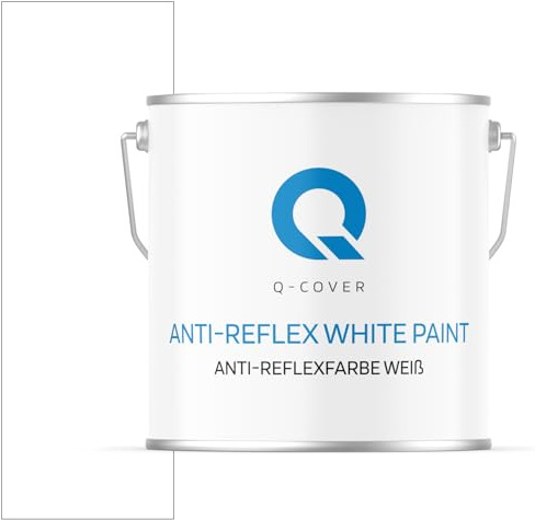Q-COVER Anti-Reflexfarbe Weiss 5L (ca.35m2) Innenfarbe Wandfarbe Hohe Deckkraft Klasse 3 Mattfarbe Für Allergiker Geruchsarm Scheuerfest Deckenfarbe
