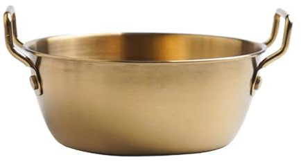 Stainless Steel Bowls - Double Ear Food Basket, Gold Instant Noodle Bowl | Indian Food Serving Plates with Handles, Kitchen Set Food Pot c