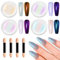 Weißes Pearl Chrome Nail Powder: BISHENGYF Super Aurora Ice Transparent Chromfarbener Nagelpuder, Pigment Cromepulver Nägel mit Metal Spiegeleffekt, Glazed Donut-klares Chrom-Nagel-Glitzerpulver Deko