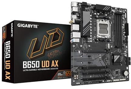 GIGABYTE B650 UD AX (rev. 1.0) AM5 LGA 1718 AMD B650 ATX DDR5, PCIe 4.0 M.2, PCIe 4.0, USB 3.2 Gen2x2 Type-C, Wi-Fi 6, GbE LAN, Q-Flash, EZ-Latch
