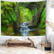 Wycian Wandteppich Fluss Wandtuch Grün Höhle Wandteppich Natur Wasserfall Wandbehang Wald Landschaft Tapisserie Dschungel See 150x130cm (Breite x Höhe)