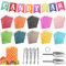 107stück Candy Bar Zubehör,Enthält 100 Candy Bar Tüten Und 4 Zuckerzangen Mit Runder Spitze, 2 Candybar Schaufel Sowie 1 Farbe Candy Bar Deko Girlande, Geeignet Für Partys(Farbe)
