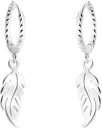 SOFIA MILANI - Boucles d'Oreilles pour Femme en Argent 925 - Boucle d'Oreille Pendante en Forme de Plume - E2987