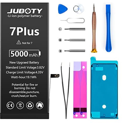 JUBOTY 2025 New Upgraded Battery for iPhone 7Plus, 5000mAh Lithium Polymer High Capacity Battery Replacement for iPhone 7Plus Model A1661 A1784 A1785 with Professional Repair Tools