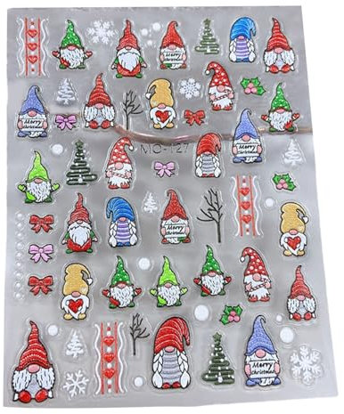 Hangsu Nail Art Sticker,5D Embossed Christmas Art Stickers 3D Self-Adhesive White Snowflake Decals Christmas Tree Winter