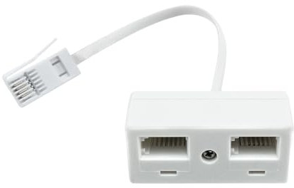 Desenda 2 Way UK Telephone Socket Splitter, RJ11 BT Plug Male to 2 Female, Double Socket Phone Adaptor for UK Landline Telephone, FAX, Modem, Cable Adapter and Converter (White)