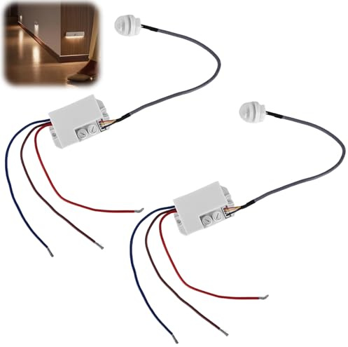 2 Stück Mini Bewegungsmelder 220V: IP65 Automatischer Infrarot-Sensorschalter Mit Dämmerungssensor, Mini Infrarot Bewegungsmelder unterputz für den Innen und Außenbereich, Einstellbare Verzögerung