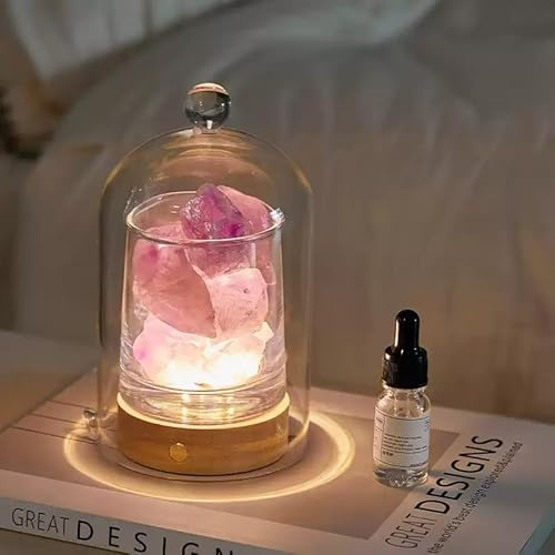 Lampe de sel de l'Himalaya 2 en 1 et diffuseur d'huiles essentielles à ultrasons, lumière d'aromathérapie sans feu avec 2 huiles essentielles, aromathérapie, 3 couleurs rechargeables par USB avec
