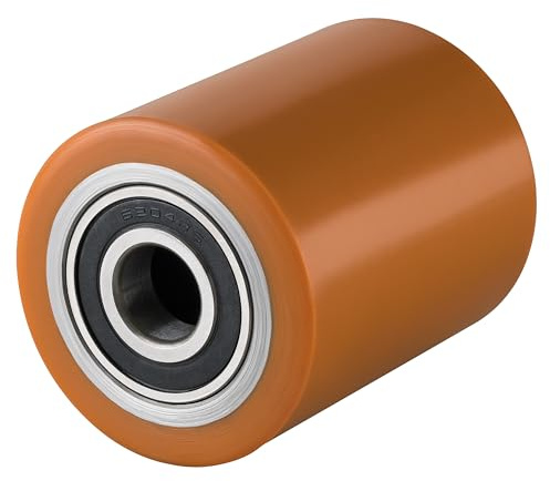 Hubwagen Rolle Polyurethan braun 80 x 90 mm, Achse 25 mm - Ersatzrolle inkl. Kugellager