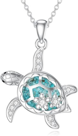 ABIGY Schildkröte Halskette 925 Sterling Silber Türkis Kette Meerestier Halskette Schildkröte Weihnachten Halloween Ostern Muttertag Valentinstag Geburtstag Schmuck Geschenke für Damen