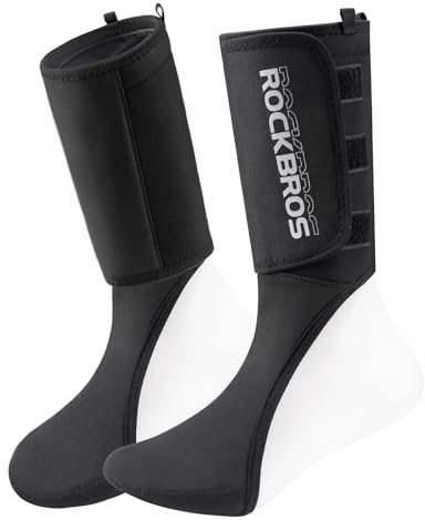 ROCKBROS Zehenwärmer Wiederverwendbar, Winddichte Beinschutz Winter für Motorrad, Radsport und Ski, Zehenwärmer mit Knöchelschutz, Schwarz, 1 Paar