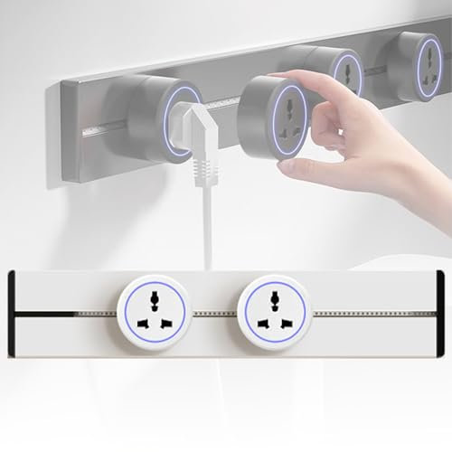 Genérico Regleta De Enchufes, Regleta De Enchufes De Pared 8000W, Riel De Enchufes con 2-5 Enchufes Universales, Extensión Multienchufe, para Cocina, Sala De Estar(White,40cm)