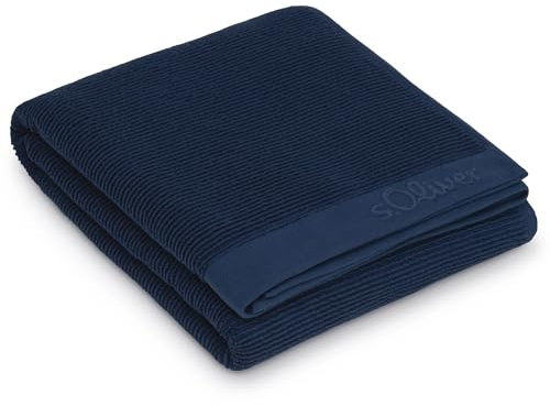 s.Oliver Saunahandtuch 080x200-100% Baumwolle, weich & saugstark, Badetuch dunkelblau