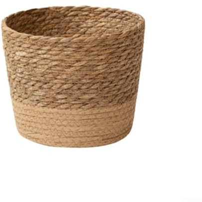 Cesto per piante in paglia intrecciata a mano con fodera a prova di perdite, fioriera naturale per interni ed esterni, disponibile in taglie S, M, L, beige (piccolo)