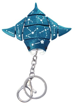 BDKMMS Schlüsselanhänger, Schwingbar Walhai Rochen Plastik Anhänger mit Sternenmuster, 3D-Druck Ornament für Handtasche, Tragbare Schlüssel, Rucksäcke