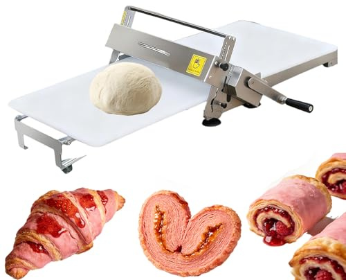 dosiwlatever Sfogliatrice Pasticceria Manuale Pieghevole in Acciaio Inox 304, Macchina per Stendere la Pasta con Spessore Regolabile 2–25 mm, Laminatrice per Pasticceria e Cucina Large