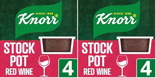 Knorr Red Wine Stock Pots Stock Free from Artificial Colours and Gluten to add a Rich red Wine Flavour to Your Dishes 4X 26 g (Pack of 2)