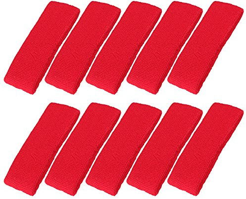 Mallofusa 10 Stück Baumwolle Sport Basketball Stirnband/Schweißband Kopf Schweißband Band/Bandage Geschenk Party Outdoor-Aktivitäten (rot)