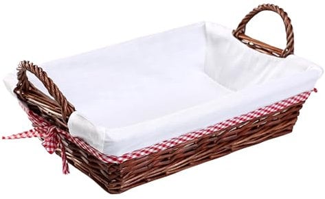 woodluv Storage Baskets Willow, Basket to make hamper, Handmade Woven Organizer Basket, Hamper basket Storage Basket for shelves, 27x38 cm - Rectangular