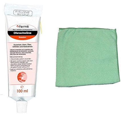 Kochplatten Elektroplatten Reiniger Ofenschwärze inkl. Microfasertuch zum Auftragen (Schwarzpaste 100 ml)