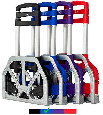 FCH Faltbarer Handwagen aus Aluminium, tragbar, zusammenklappbar, 75 kg Kapazität, Handwagen und Rangierwagen, ideal für Zuhause, Auto, Büro, Reisen, Blau