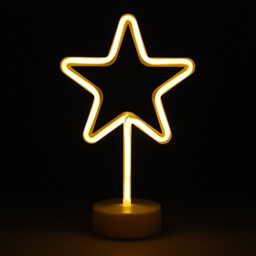 simpa LED Novelty Neon Light - STAR WARM WHITE - Choose from various designs & colours - Ideal for your home, office desk or as a gift - USB power cable included. Uses 3 x AA Batteries Not Supplied