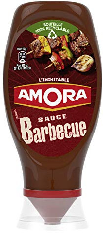 Amora Sauce Barbecue Flacon Souple, Saveur Légendaire pour sublimer vos grillades, 490g - Lot de 12
