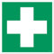 Erste Hilfe Aufkleber Sticker Zeichen Grünes Kreuz Hinweisschild, 1 St. 20x20 cm