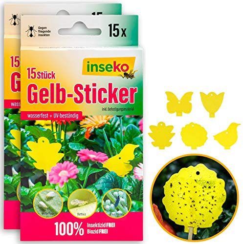 inseko 30 x Profi Gelbsticker Gelbtafeln Gelbfalle Fliegenfalle - umweltfreundlich/giftfrei (30)