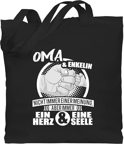 Shirtracer Baumwolltasche - Geschenk - Oma & Enkelin Immer ein Herz & eine Seele - Unisize - Schwarz - omi geschenke für omas grandma und enkel tasche einkaufstasche kleinigkeit großmutter von beutel