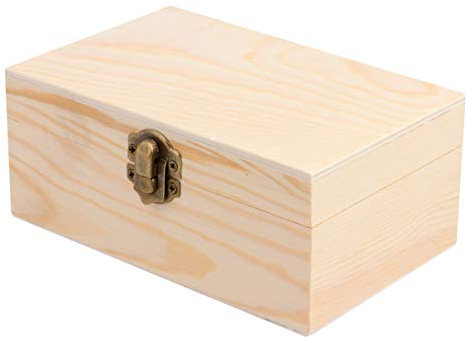 Healifty Wooden Lock Wood Storage Box with Lid Decorative Jewelry Organizer Box for Desktop Holder (Rectangle)