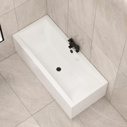 Amaze 1700 x 700mm Designer Acrylic Double Ended Bath with Front Panel Straight Bathroom Bathtub