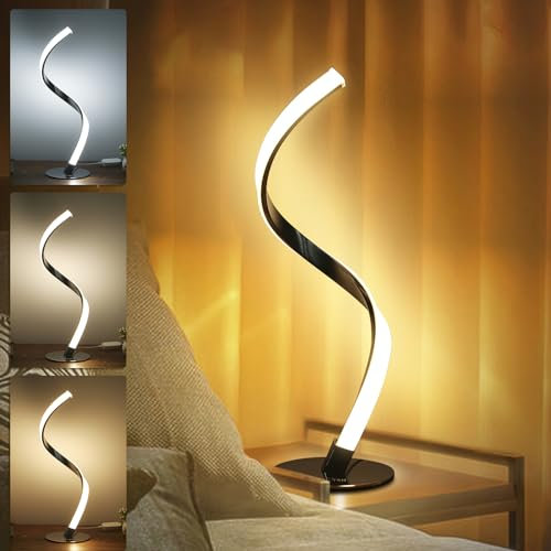 Tomshine LED Nachttischlampe Spiral Tischleuchte, 6W Tischleuchte Berühren Dimmbar 3 Beleuchtungsfarben Nachttischlampe Nachttischlampe für Schlafzimmer Wohnzimmer Büro