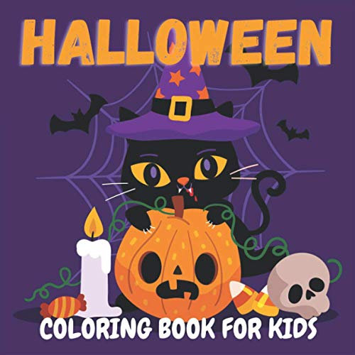 Halloween Coloring Book For Kids: Cute Cat Coloring Book For Girls and Boys - Halloween Activity Book For Kids and Toddlers - Gift For Kids Ages 3-5, ... Haunted Houses, Cats, Bats, Dracula, Witches