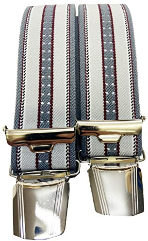 Hosenträger ELEGANT - ÖSTERREICH - VIENNA 35mm Breit in H-Form mit 4 extra starken Clips/Gestreift 03 Grau G-036