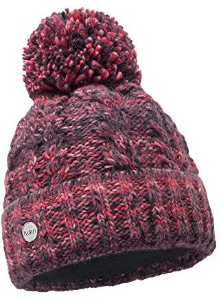 ELIMELI Damen Winter Mütze warme Strickmütze Wintermütze mit Bommel Slouch Strick Beanie Damen für Winter Bommelmütze Hergestellt in EU Farbenauswahl 19005 (Fuchsia)