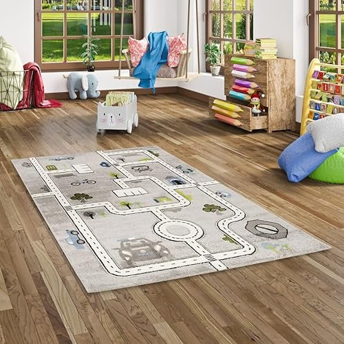 Pergamon Kinder Teppich Maui Kids Straßen Grau in 5 Größen