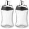 J&M Design 2-Pack Sugar Dispenser & Shaker For Coffee, Cereal, Tea & Baking with Pour Spout and Lid for Easy Spoon Measuring Pouring - 7.5oz Glass Jar Container - Coffee Bar Accessories & Essentials