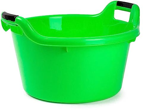 Tradineur - Cubo, Barreño, Tina Multiusos - Fabricado en plástico - Producto y Utensilio de Limpieza - Forma Redonda con Asas - Capacidad de 17 litros - Ø 41,5 cm - Color Verde