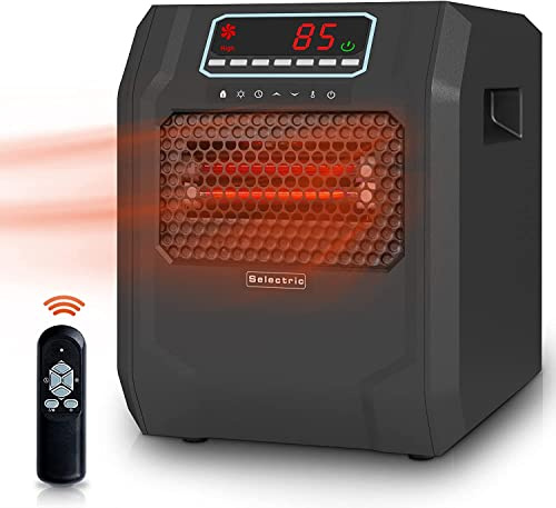 VOLTORB Freestanding Portable Electric Space Heater for Bedroom or Indoor Use with LED Display, Remote Control, and Fan Only Mode, Black