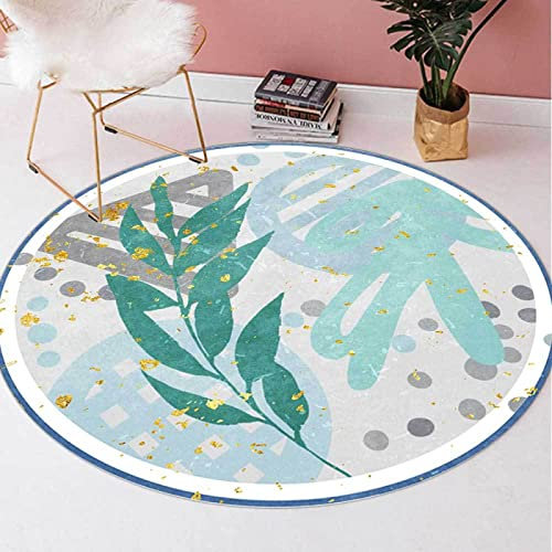 Rund Kurzflor Teppich Designer Moderne Flachflor Teppiche fürs Wohnzimmer, Esszimmer, Schlafzimmer Deko mintgrünes Gras,ø 90CM